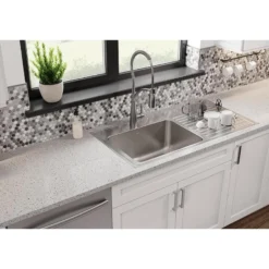 Elkay Lustertone Classic 43" Drop In/Topmount Stainless Steel Kitchen Sink, Lustrous Satin, 18 Gauge, Includes Drainboard, ILGR4322L0