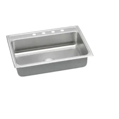 Elkay Lustertone Classic 31" Drop In/Topmount Stainless Steel ADA Kitchen Sink, Lustrous Satin, 4 Faucet Holes, LRADQ3122504