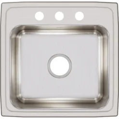 Elkay Lustertone Classic 20" Drop In/Topmount Stainless Steel Kitchen Sink, 3 Faucet Holes, LRQ19193