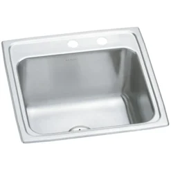 Elkay Lustertone Classic 20" Drop In/Topmount Stainless Steel Laundry/Utility Sink, Lustrous Satin, MR2 Faucet Holes, DLR191910PDMR2
