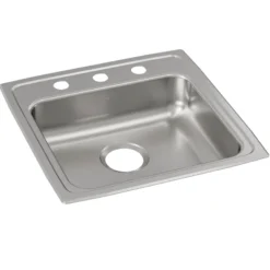 Elkay Lustertone Classic 20" Drop In/Topmount Stainless Steel ADA Kitchen Sink, Lustrous Satin, 3 Faucet Holes, LRAD1919503