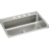 Elkay Lustertone Classic 31" Drop In/Topmount Stainless Steel Kitchen Sink, Lustrous Satin, 4 Faucet Holes, Perfect Drain, LR3122PD4