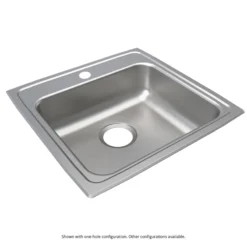 Elkay Lustertone Classic 20" Drop In/Topmount Stainless Steel ADA Kitchen Sink, Single Bowl, Lustrous Satin, 3 Faucet Holes, LRAD1919553