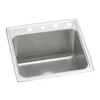 Elkay Lustertone Classic 22" Drop In/Topmount Stainless Steel Kitchen Sink, Lustrous Satin, 4 Faucet Holes, DLR2222124
