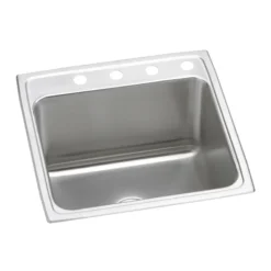 Elkay Lustertone Classic 22" Drop In/Topmount Stainless Steel Kitchen Sink, Lustrous Satin, 4 Faucet Holes, DLR2222124