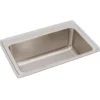 Elkay Lustertone Classic 33" Drop In/Topmount Stainless Steel Kitchen Sink, Lustrous Satin, No Faucet Hole, DLRS3322120