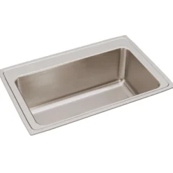 Elkay Lustertone Classic 33" Drop In/Topmount Stainless Steel Kitchen Sink, Lustrous Satin, No Faucet Hole, DLRS3322120
