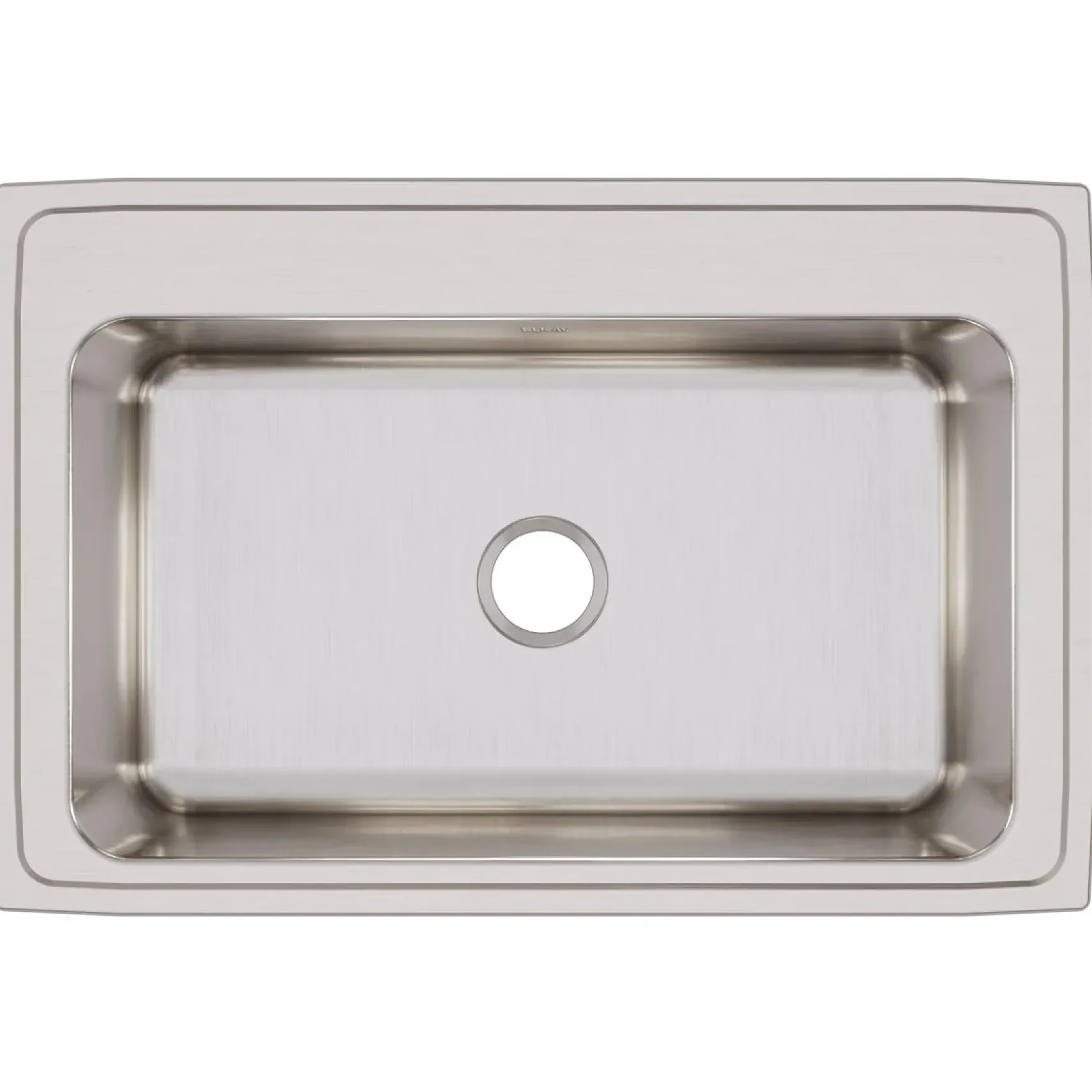 Elkay Lustertone Classic 33" Drop In/Topmount Stainless Steel Kitchen Sink, Lustrous Satin, No Faucet Hole, DLRS3322120