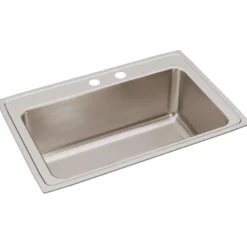 Elkay Lustertone Classic 33" Drop In/Topmount Stainless Steel Kitchen Sink, Lustrous Satin, MR2 Faucet Holes, DLRS332212MR2