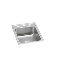 Elkay Lustertone Classic 17" Drop In/Topmount Stainless Steel ADA Kitchen Sink, Lustrous Satin, 1 Faucet Hole, LRAD1722501