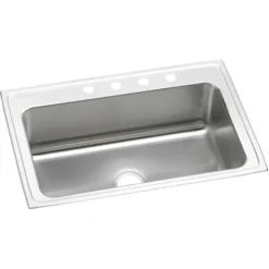 Elkay Lustertone Classic 33" Drop In/Topmount Stainless Steel Kitchen Sink, 4 Faucet Holes, DLRSQ3322104