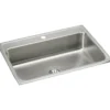 Elkay Lustertone Classic 31" Drop In/Topmount Stainless Steel Kitchen Sink, Lustrous Satin, 1 Faucet Hole, Perfect Drain, LR3122PD1