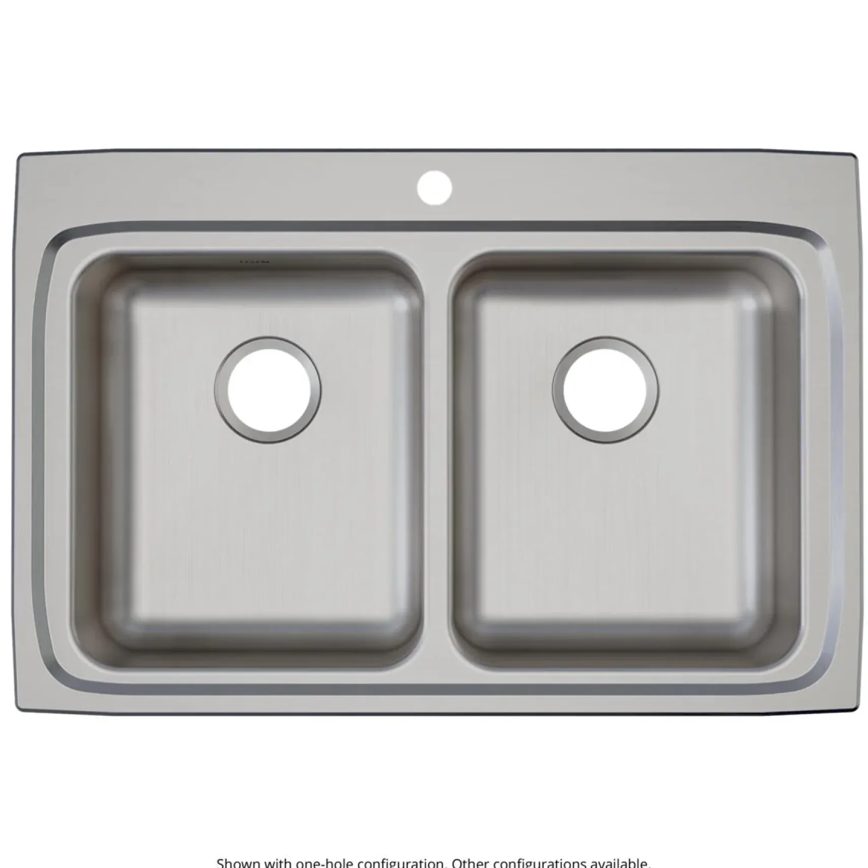 Elkay Lustertone Classic 33" Drop In/Topmount Stainless Steel ADA Kitchen Sink, 50/50 Double Bowl, Lustrous Satin, No Faucet Hole, LRAD3322600