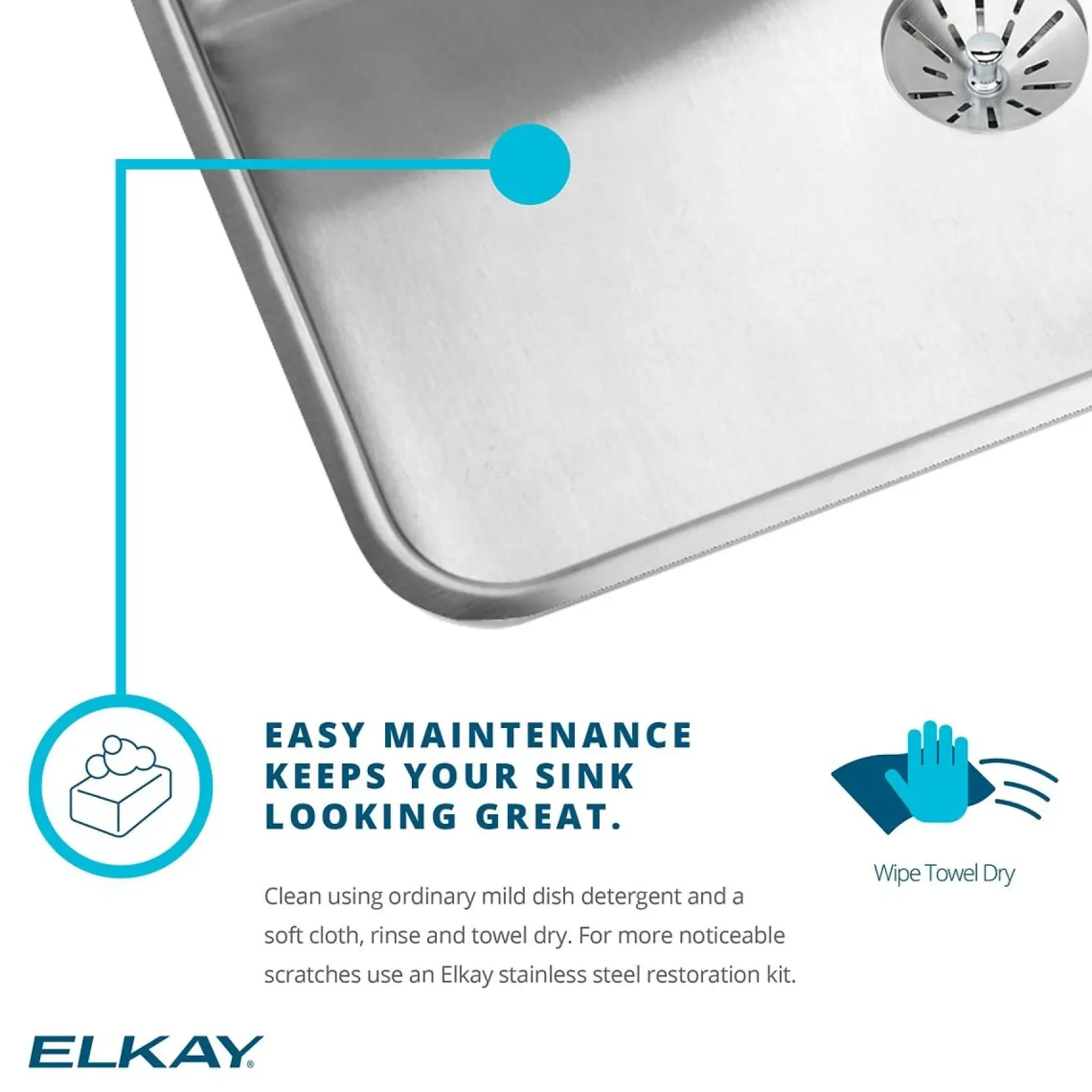 Elkay Lustertone Classic 33" Drop In/Topmount Stainless Steel ADA Kitchen Sink, 50/50 Double Bowl, Lustrous Satin, No Faucet Hole, LRAD3322600