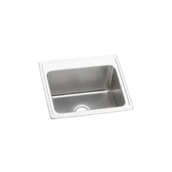 Elkay Lustertone Classic 25" Drop In/Topmount Stainless Steel Kitchen Sink, Lustrous Satin, MR2 Faucet Holes, DLR252110MR2
