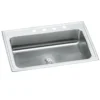 Elkay Lustertone Classic 33" Drop In/Topmount Stainless Steel Kitchen Sink, Lustrous Satin, MR2 Faucet Holes, Perfect Drain, LRS3322PDMR2