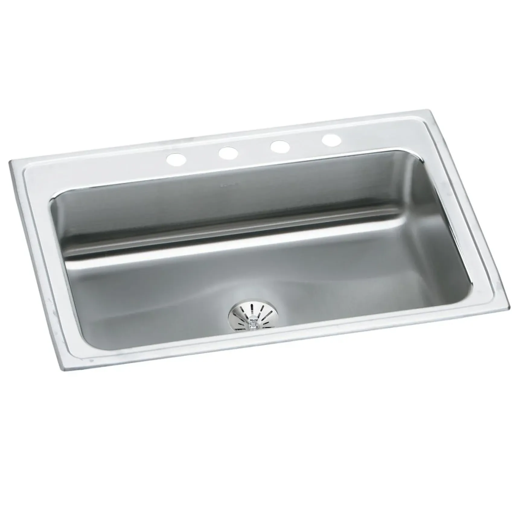Elkay Lustertone Classic 33" Drop In/Topmount Stainless Steel Kitchen Sink, Lustrous Satin, MR2 Faucet Holes, Perfect Drain, LRS3322PDMR2