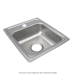 Elkay Lustertone Classic 15" Drop In/Topmount Stainless Steel ADA Kitchen Sink, Lustrous Satin, 2 Faucet Holes, LRAD1517602