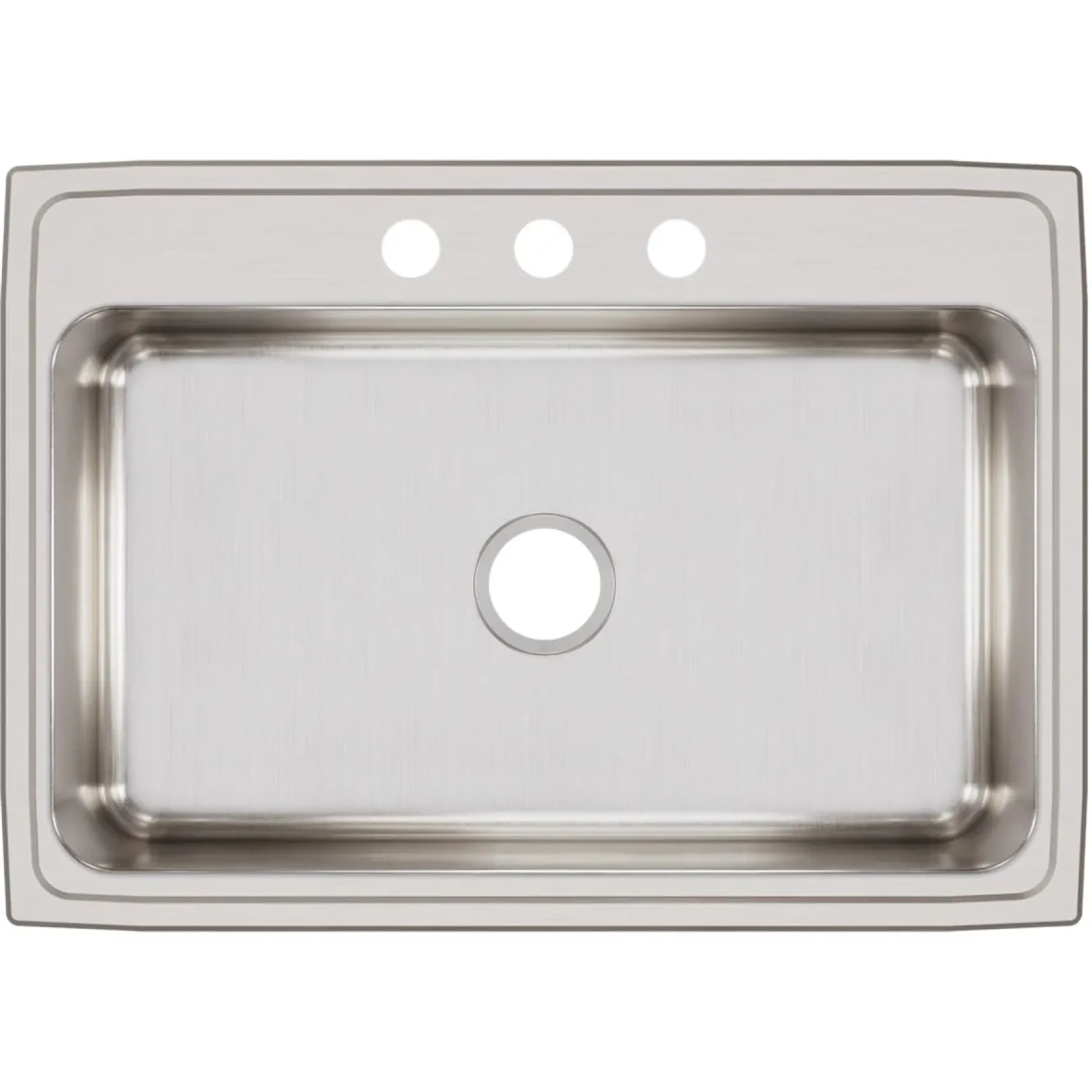 Elkay Lustertone Classic 31" Drop In/Topmount Stainless Steel Kitchen Sink, 3 Faucet Holes, LRQ31223