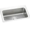 Elkay Lustertone Classic 33" Drop In/Topmount Stainless Steel Kitchen Sink, Lustrous Satin, 4 Faucet Holes, DLRS332210PD4