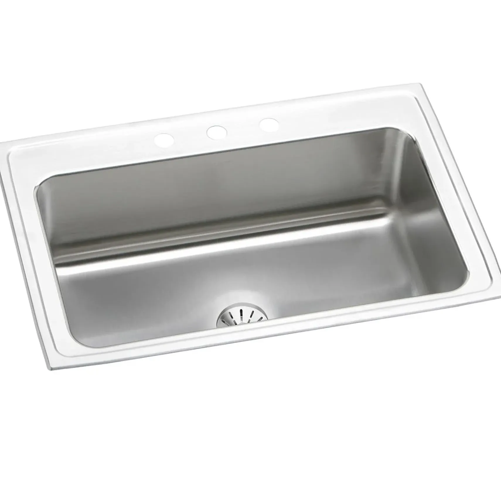 Elkay Lustertone Classic 33" Drop In/Topmount Stainless Steel Kitchen Sink, Lustrous Satin, 4 Faucet Holes, DLRS332210PD4