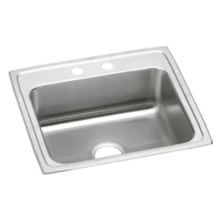 Elkay Lustertone Classic 22" Drop In/Topmount Stainless Steel ADA Kitchen Sink, Lustrous Satin, 4 Faucet Holes, LRAD2219404