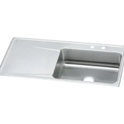 Elkay Lustertone Classic 43" Drop In/Topmount Stainless Steel Kitchen Sink, Lustrous Satin, Includes Drainboard, MR2 Faucet Holes, ILR4322RMR2
