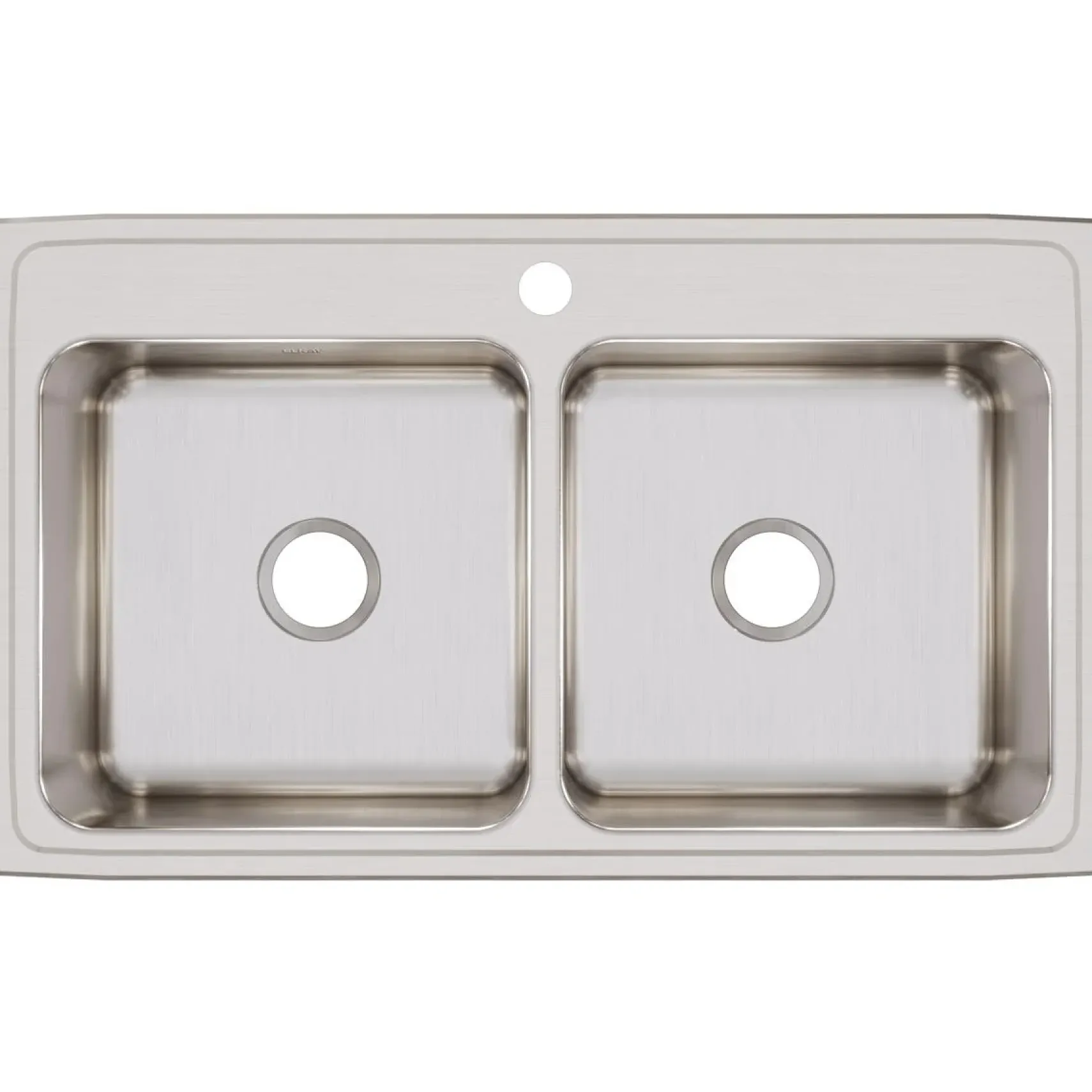 Elkay Lustertone Classic 37" Drop In/Topmount Stainless Steel Kitchen Sink, 50/50 Double Bowl, Lustrous Satin, 1 Faucet Hole, DLR3722101