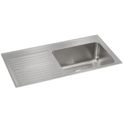 Elkay Lustertone Classic 43" Drop In/Topmount Stainless Steel Kitchen Sink, Lustrous Satin, 18 Gauge, Includes Drainboard, ILGR4322R0