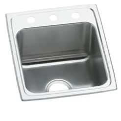 Elkay Lustertone Classic 15" Drop In/Topmount Stainless Steel ADA Kitchen Sink, Lustrous Satin, 3 Faucet Holes, LRAD1522503