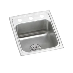Elkay Lustertone Classic 13" Drop In/Topmount Stainless Steel ADA Kitchen Sink, Lustrous Satin, MR2 Faucet Holes, Perfect Drain, LRAD131665PDMR2