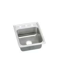 Elkay Lustertone Classic 17" Drop In/Topmount Stainless Steel ADA Kitchen Sink, Lustrous Satin, 1 Faucet Hole, LRADQ1720601