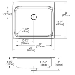Elkay Lustertone Classic 25" Drop In/Topmount Stainless Steel ADA Kitchen Sink, Lustrous Satin, 5 Faucet Holes, Perfect Drain, LRAD252265PD5
