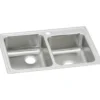 Elkay Lustertone Classic 33" Drop In/Topmount Stainless Steel Kitchen Sink, 60/40 Double Bowl, Lustrous Satin, 1 Faucet Hole, LR2501