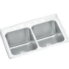 Elkay Lustertone Classic 33" Drop In/Topmount Stainless Steel Kitchen Sink, 50/50 Double Bowl, Lustrous Satin, 5 Faucet Holes, DLR332210PD5