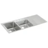 Elkay Lustertone Classic 54" Drop In/Topmount Stainless Steel Kitchen Sink, 60/40 Double Bowl, Lustrous Satin, Includes Drainboard, 2 Faucet Holes, ILGR5422L2