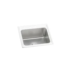 Elkay Lustertone Classic 25" Drop In/Topmount Stainless Steel Kitchen Sink, Lustrous Satin, 2 Faucet Holes, DLR252210PD2