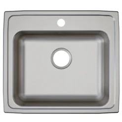 Elkay Lustertone Classic 22" Drop In/Topmount Stainless Steel ADA Kitchen Sink, Lustrous Satin, 4 Faucet Holes, LRAD2219504