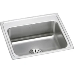 Elkay Lustertone Classic 22" Drop In/Topmount Stainless Steel Kitchen Sink, Lustrous Satin, No Faucet Hole, DLR221910PD0