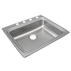 Elkay Lustertone Classic 25" Drop In/Topmount Stainless Steel ADA Kitchen Sink, Lustrous Satin, 4 Faucet Holes, LRAD2522554