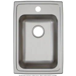 Elkay Lustertone Classic 15" Drop In/Topmount Stainless Steel ADA Kitchen Sink, Lustrous Satin, 3 Faucet Holes, LRAD1522653