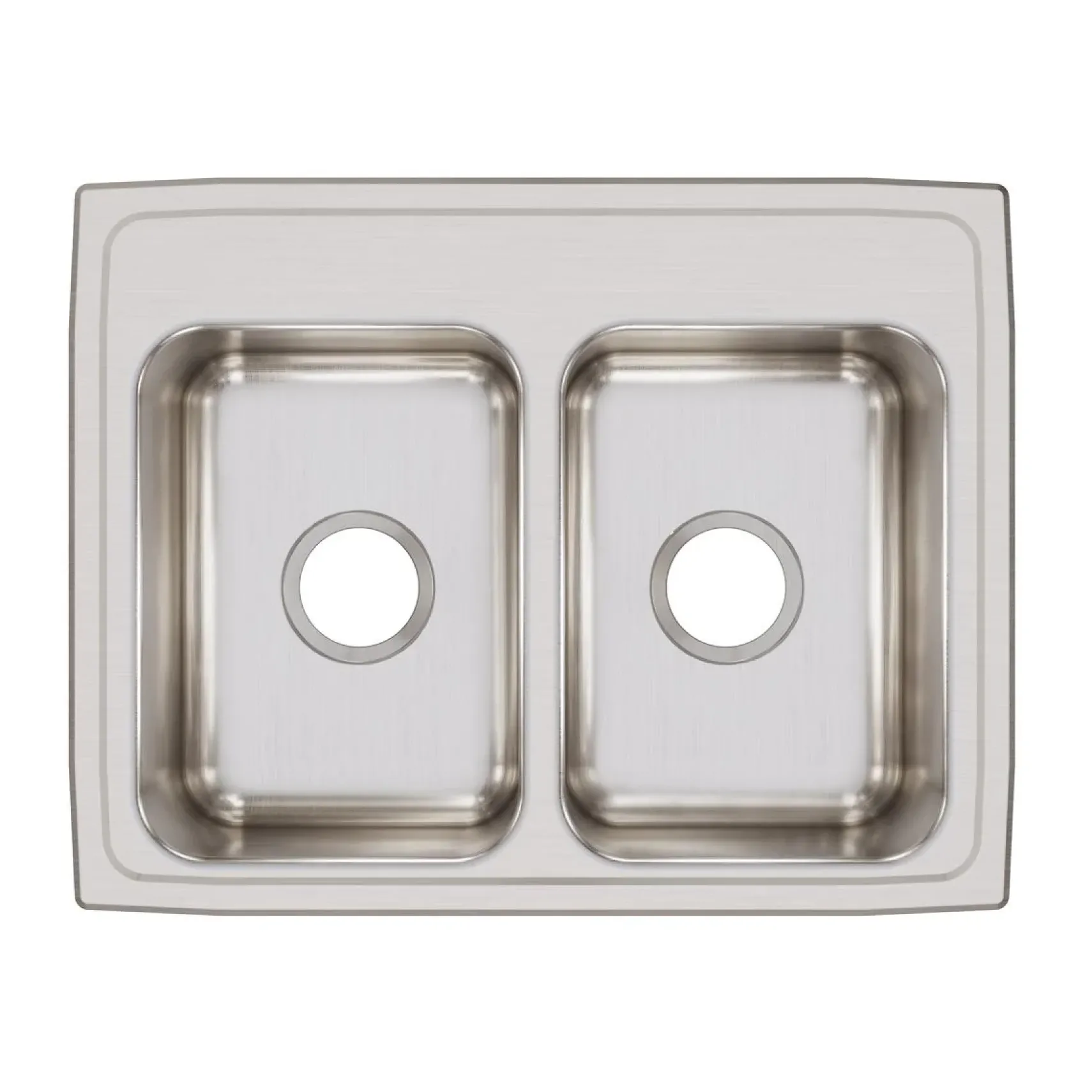 Elkay Lustertone Classic 25" Drop In/Topmount Stainless Steel Kitchen Sink, 50/50 Double Bowl, Lustrous Satin, No Faucet Hole, LR25190