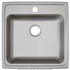 Elkay Lustertone Classic 22" Drop In/Topmount Stainless Steel ADA Kitchen Sink, Lustrous Satin, No Faucet Hole, LRAD2222650