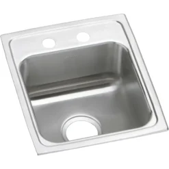 Elkay Lustertone Classic 15" Drop In/Topmount Stainless Steel ADA Kitchen Sink, Lustrous Satin, 2 Faucet Holes, LRADQ1517602