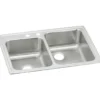 Elkay Lustertone Classic 33" Drop In/Topmount Stainless Steel Kitchen Sink, Double Bowl, Lustrous Satin, 2 Faucet Holes, LR250L2