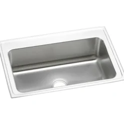 Elkay Lustertone Classic 33" Drop In/Topmount Stainless Steel Kitchen Sink, Lustrous Satin, 18 Gauge, DLRS3322100
