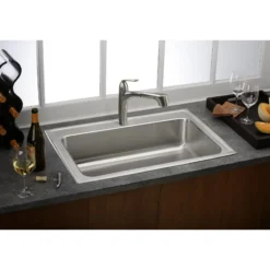 Elkay Lustertone Classic 33" Drop In/Topmount Stainless Steel Kitchen Sink, Lustrous Satin, 18 Gauge, LRS33220