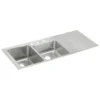 Elkay Lustertone Classic 54" Drop In/Topmount Stainless Steel Kitchen Sink, 60/40 Double Bowl, Lustrous Satin, Includes Drainboard, 4 Faucet Holes, ILGR5422L4