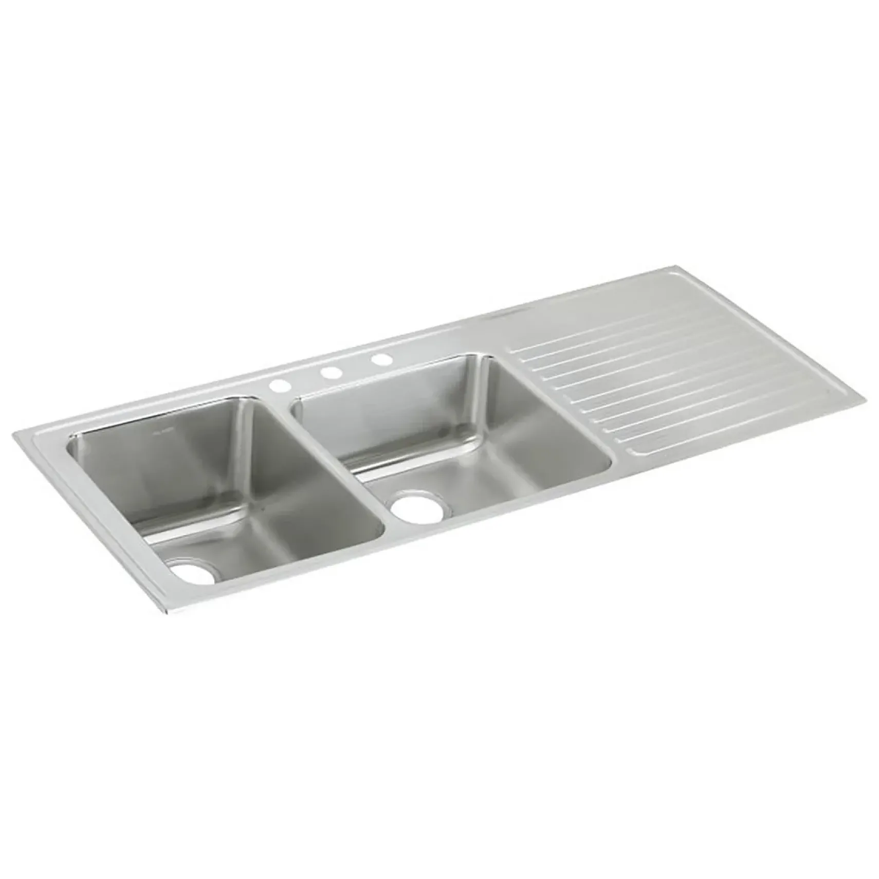 Elkay Lustertone Classic 54" Drop In/Topmount Stainless Steel Kitchen Sink, 60/40 Double Bowl, Lustrous Satin, Includes Drainboard, 4 Faucet Holes, ILGR5422L4