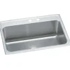 Elkay Lustertone Classic 31" Drop In/Topmount Stainless Steel Kitchen Sink, Lustrous Satin, MR2 Faucet Holes, DLR312210PDMR2